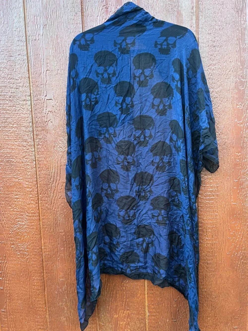 The Kooples Skull Print Scarf Blue Black Sheer Wrap Goth Punk Luxury NWT Rare